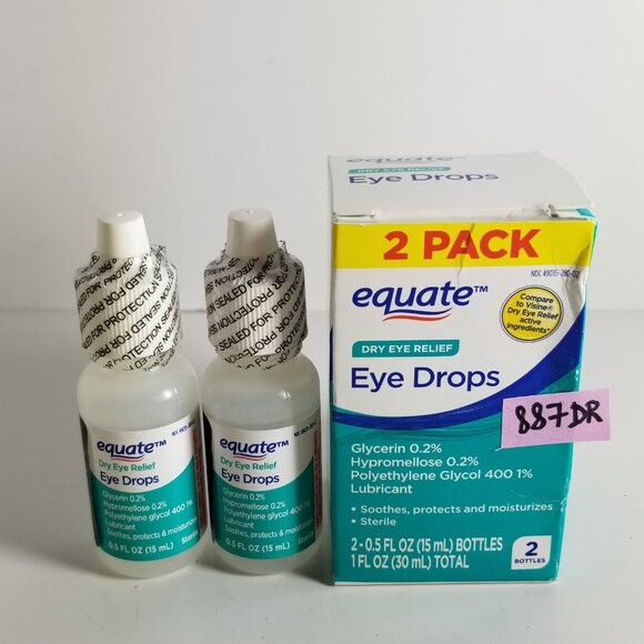 NIB Equate 2X0.5 ml bottles pack of Dry Eye Relief Eye Drops Manufacturer Sealed - Picture 3 of 11